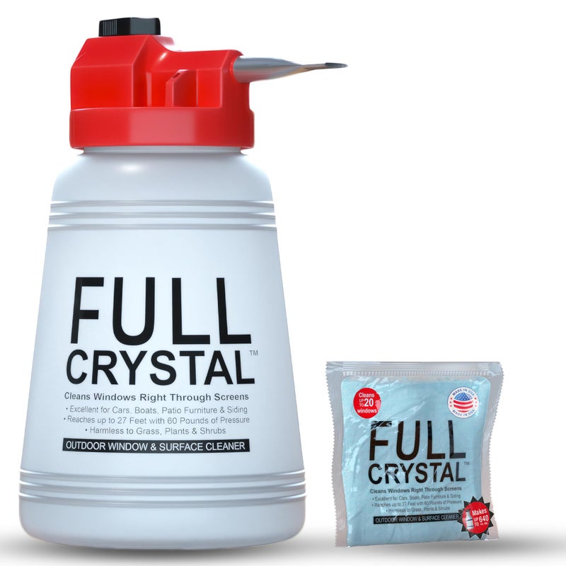 Full Crystal Window Cleaning Kit 4 oz Glass Cleaner and Bottle with 27 ft Reach Makes Up to 640 fl oz Cleans Up to 20 Windows ScrubFree RinseFree - Image 2