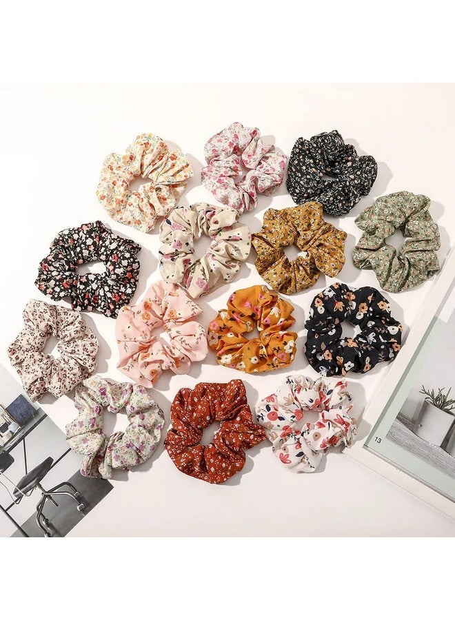 Blubby 12 Pcs Chiffon Hair Bands Ponytail Ties Hair Scrunchies Flower Hair Scrunchies Girl Hair Accessory, Great for Casual and Party Dress (12 Random Designs) - Image 1