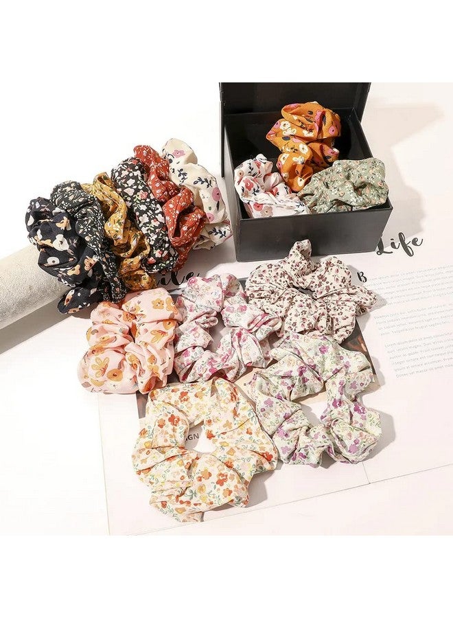 Blubby 12 Pcs Chiffon Hair Bands Ponytail Ties Hair Scrunchies Flower Hair Scrunchies Girl Hair Accessory, Great for Casual and Party Dress (12 Random Designs) - Image 2