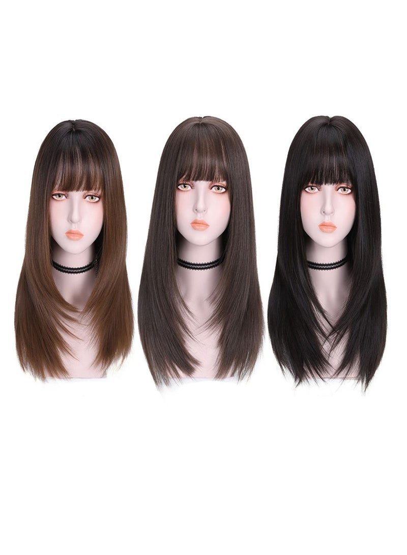 إستيل أنثى شعر طويل واقعي طبيعي كامل القبعات شعر طويل مستقيم الهواء الدوي شعر مستعار منفوش صافي أحمر الشعر مجموعة - Image 2