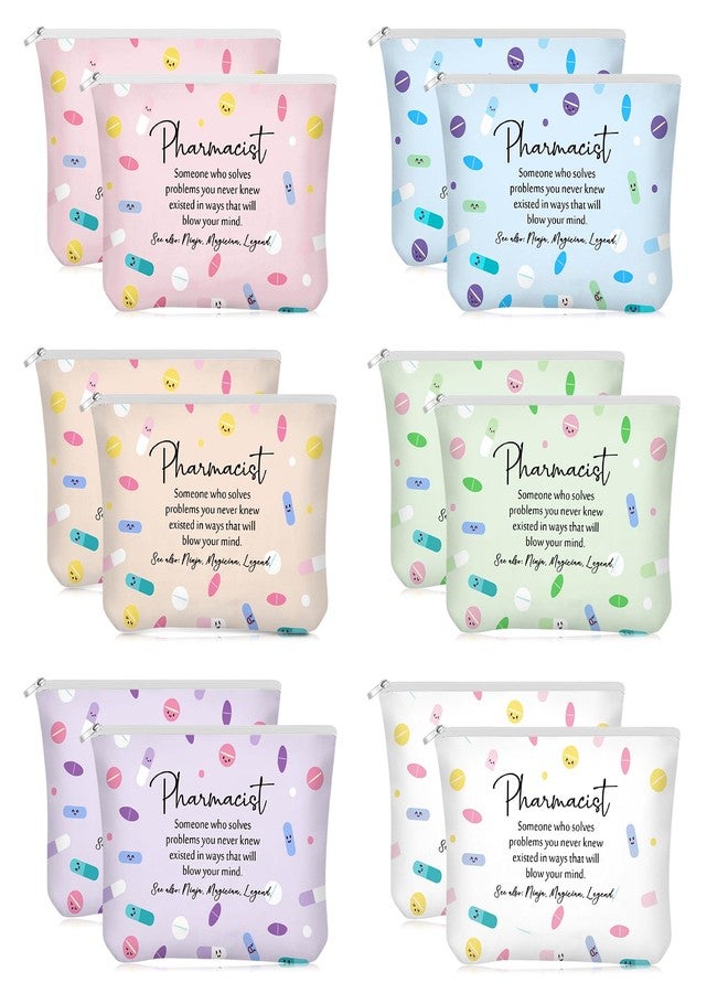Abbylike 12 Pcs Pharmacist Gifts for Women Makeup Bags Pharmacy Technician Appreciation Gifts Bulk Pharmacist Day Cosmetic Bags Nurse Student Graduation Rx Pocket Coworkers National Pharmacy Week - Image 1