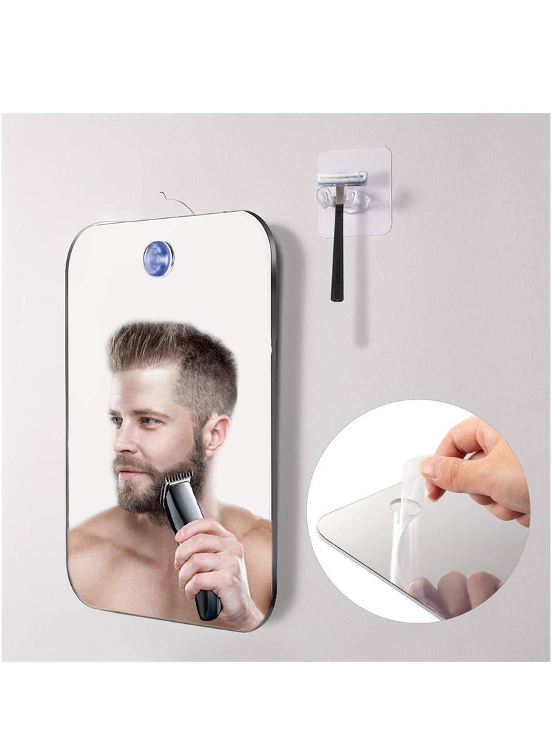 Luckam Anti-Fog Shower Mirror Kit, Shower Makeup Shave Mirror, Frameless Shower Mirror, Wall Hanging Mirror, Fogless Shower Mirror, Lightweight Portable Fogless Mirror for Men and Women - Image 2