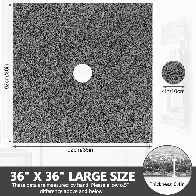 Mofonky Square Shower Mat Non Slip: 36 x 36 Inch Extra Large Loofah Shower Mats for Inside Shower - Anti Slip Shower Stall Matt with Drain Hole in Middle - Image 3