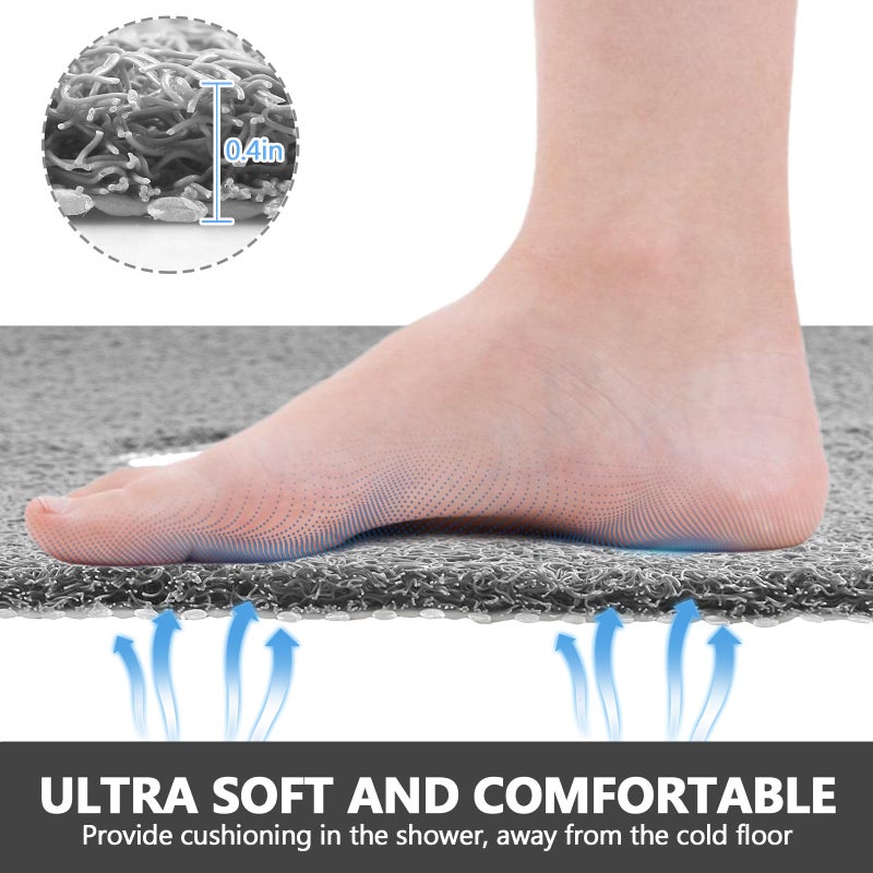Mofonky Square Shower Mat Non Slip: 36 x 36 Inch Extra Large Loofah Shower Mats for Inside Shower - Anti Slip Shower Stall Matt with Drain Hole in Middle - Image 4
