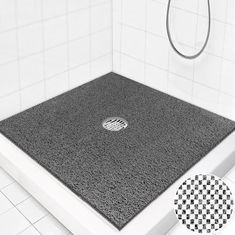 Mofonky Square Shower Mat Non Slip: 36 x 36 Inch Extra Large Loofah Shower Mats for Inside Shower - Anti Slip Shower Stall Matt with Drain Hole in Middle - Image 1