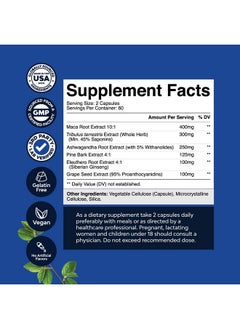 Natures Craft Potent Black Maca Root Capsules for Men - Herbal Wellness Supplement with Siberian Ginseng Ashwagandha and Black Maca Root - Men’s Wellness Supplement to Support General Health (60 Servings)  - Image 2