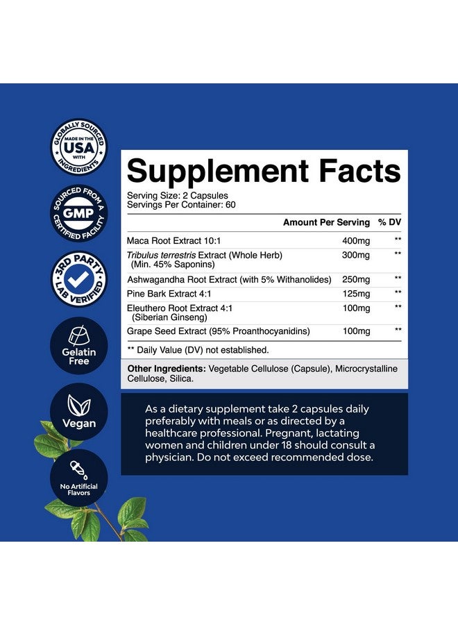 نايتشرز كرافت كبسولات جذر الماكا السوداء القوية للرجال - مكمل غذائي عشبي مع عشبة الجينسنغ السيبيري وأشواغاندا وجذر الماكا السوداء - مكمل غذائي للرجال لدعم الصحة العامة (60 وجبة) - Image 2