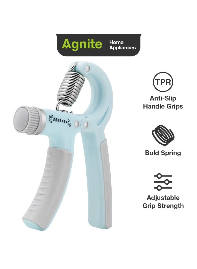 Deli Agnite Er021 Adjustable Hand Grip Strengthener – 5-60Kg Resistance Trainer With Anti-Slip Handles & Heavy-Duty Spring For Forearm, Wrist, And Finger Strength Training, Blue Color.  - Image 1