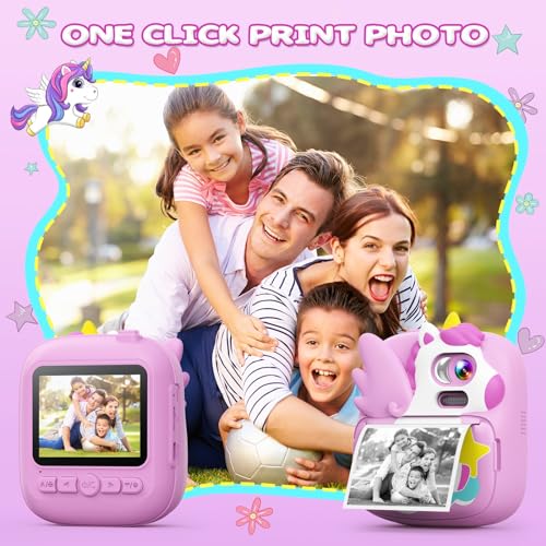 CAMCLID Kids Camera Instant Print, 12MP & 1080P Instant Camera for Kids with 32G Card & Print Paper, Selfie Digital Video for Toddler,Christmas Birthday Gifts for Girls Boy Age 3-12 (Purple) - Image 2