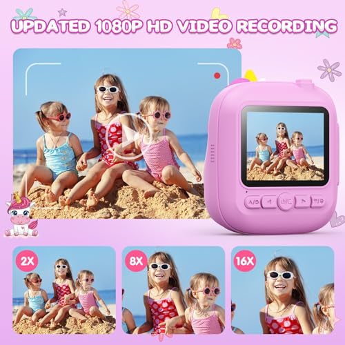 CAMCLID Kids Camera Instant Print, 12MP & 1080P Instant Camera for Kids with 32G Card & Print Paper, Selfie Digital Video for Toddler,Christmas Birthday Gifts for Girls Boy Age 3-12 (Purple) - Image 3