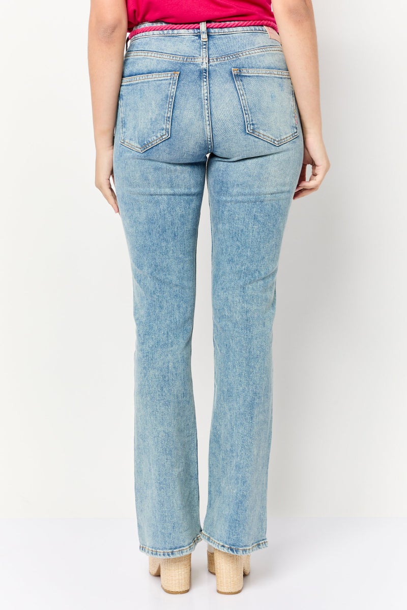 Scotch & Soda Women Regular Fit Washed Stretchable Boot Cut Jeans , Blue - Image 4