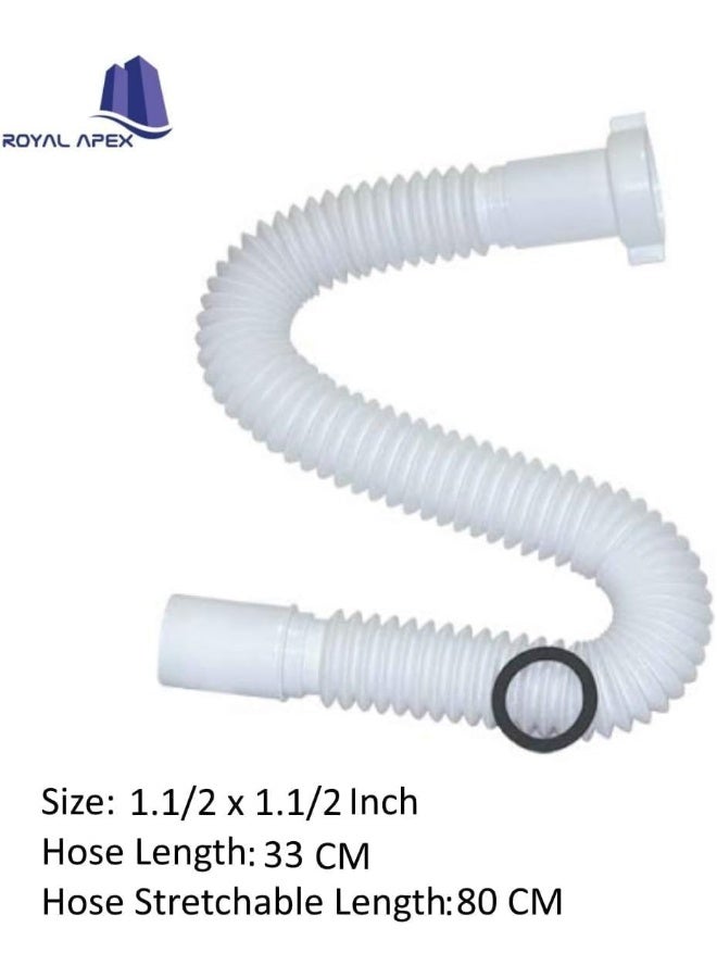 Royal Apex Flexible Drain Pipe Extension Bathroom Wash Basin And Kitchen Sink Expended Drain Tube Hose 1 1/2 Inch  - Image 2