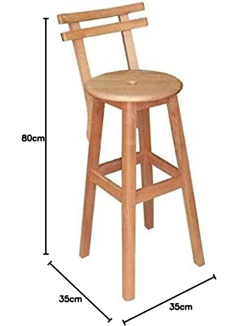كرسي بار صغير من خشب الزان – تصميم كلاسيكي، 80×35×80 سم - Image 2