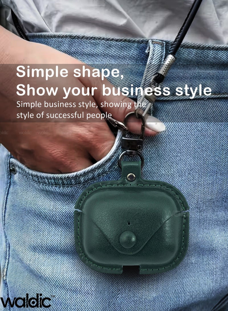 ولديك غطاء حماية جلدي فاخر لسماعات Apple AirPods Pro 3 | غطاء حماية كامل الجسم مقاوم للصدمات مع سلسلة مفاتيح (السماعات غير متضمنة) - أخضر - Image 3