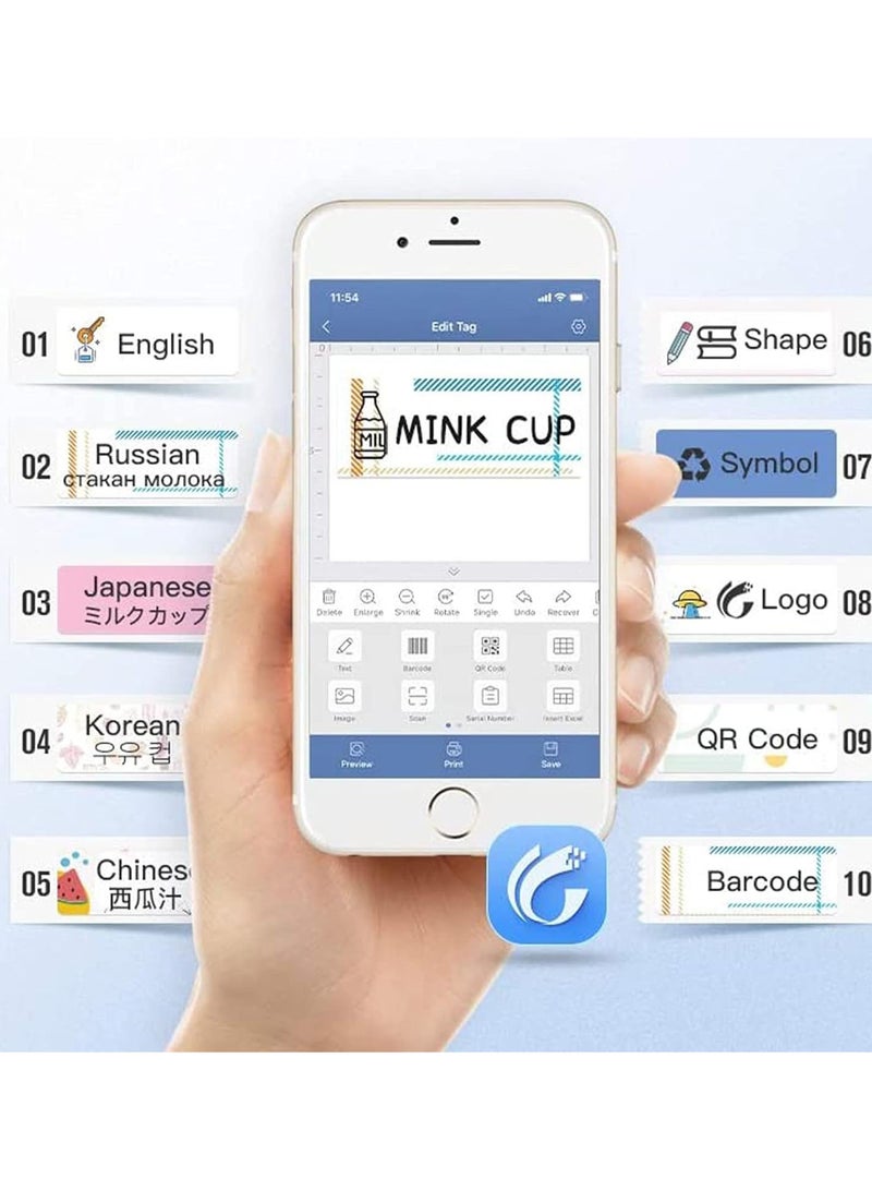 GGOOT Label Maker Portable Wireless Handheld Label Printer Sticker Printer Machine USB Portable Thermal Label Printer Wireless Bluetooth Label Maker Sticker Machine - Image 5