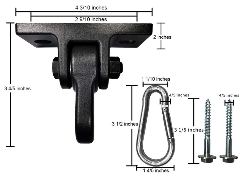 ABUSA Heavy Duty Black Swing Hangers Screws Bolts Included Over 5000 lb Capacity Playground Porch Yoga Seat Trapeze Wooden Sets Indoor Outdoor 2 Pack - Image 4