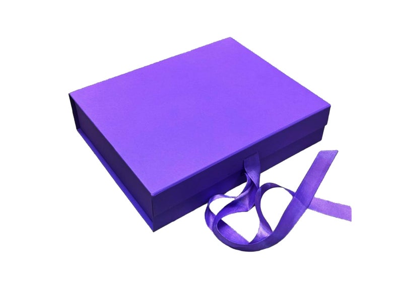 MEXZA Gift box Foldable collapsible Hardboard Rakhi Empty Box with Satin Ribbon Multipurpose Decorative Hamper Box Holds 10 kg Presents Reuse Valentine (30x 26 x 8 cm-large) - Image 2
