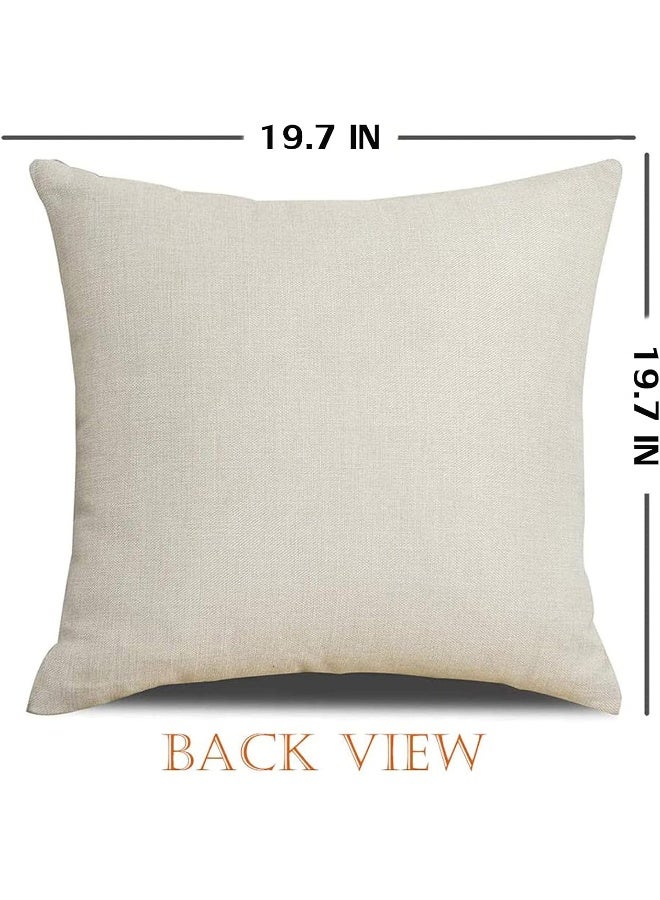 Ueerdand Ueerdand Halloween Pillow Covers Skeleton Skull Pumpkin Throw Pillowcases Set of 4 Cotton Linen Pillow Cushion Cover for Halloween Decorations, 20 by 20 Inch  - Image 2