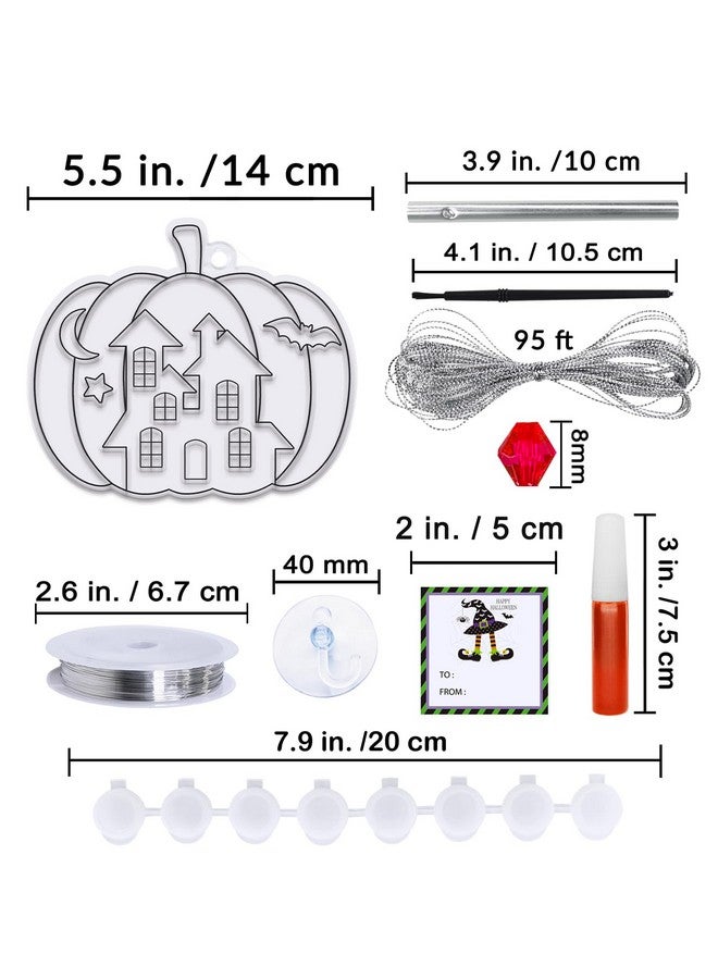 Winlyn 24 Sets Halloween Pumpkin Suncatcher Wind Chime Ornaments Decorations DIY Window Paint Art Suncatcher Craft Kits Pumpkin Sun Catchers for Kids Classroom Halloween Activities Holiday Art Project - Image 5