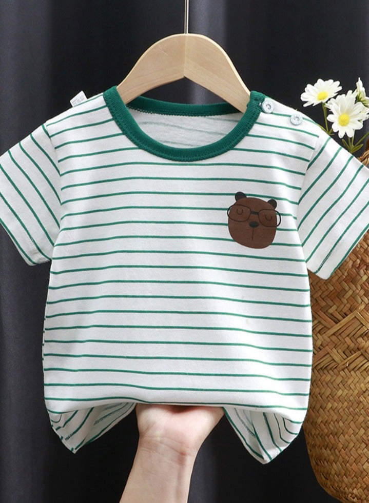 Brilliant New Summer Children's Cotton Short-Sleeved Green, Suitable For Children With A Height Of 100CM 