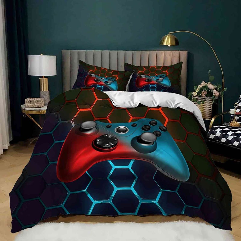 AILONEN Gamer Bedding Set for Boys  Twin Size Gaming Duvet Cover with 2 Pillow Shams  Boys Video Games Comforter Cover  Gamepad Controller Style