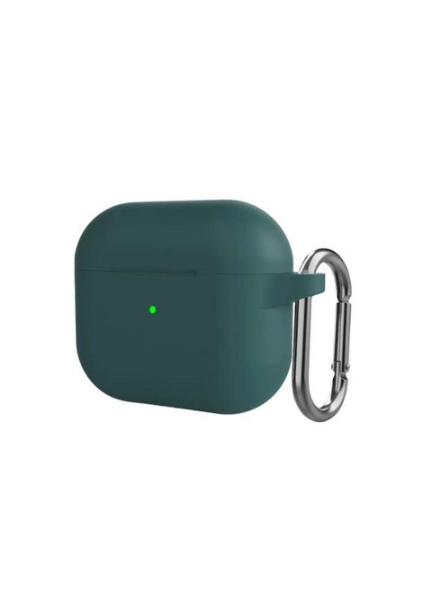 AirPods 3 Silicone Case with Metal Clip - Shockproof, Anti-Slip, Dust-Resistant Protective Cover with Keychain Hook for Secure Fit - Scratchproof, Durable Shell for AirPods 3rd Generation Green