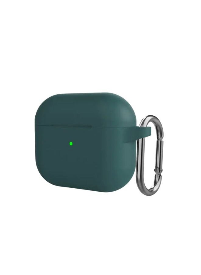 AirPods 3 Silicone Case with Metal Clip - Shockproof, Anti-Slip, Dust-Resistant Protective Cover with Keychain Hook for Secure Fit - Scratchproof, Durable Shell for AirPods 3rd Generation Green