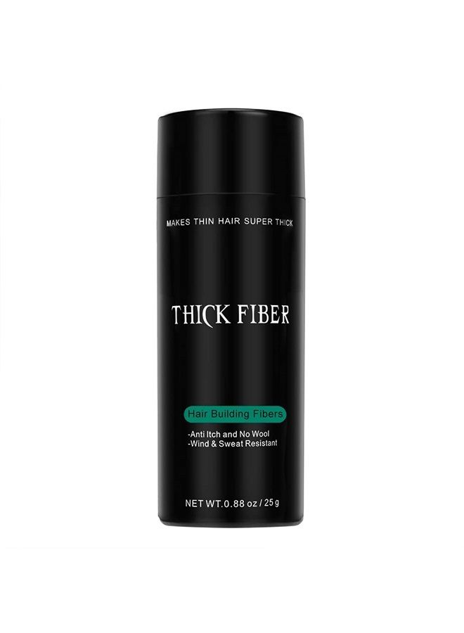 Thick Fiber ألياف شعر سميكة لتخفيف الشعر والبقع الصلعاء (بني داكن) - زجاجة 25 جرام - تخفي تساقط الشعر في ثوانٍ - مسحوق شعر للنساء والرجال - Image 1