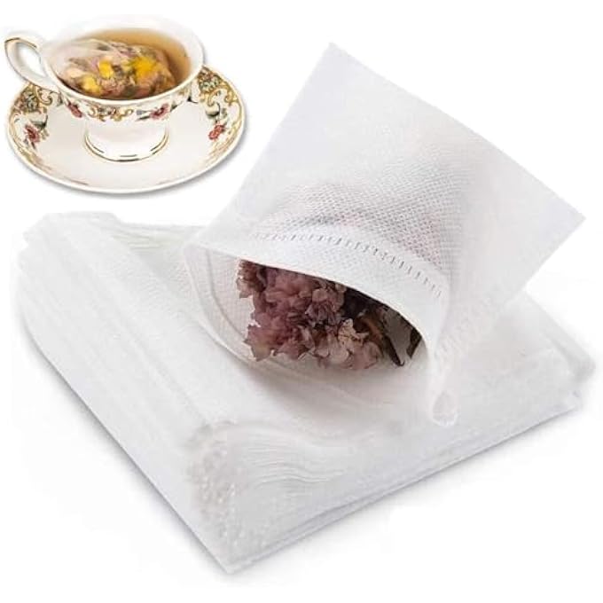 SYOSI 100 Pcs Tea Filter Bags Drawstring Loose Leaf Tea Bags Refillable Tea Infuser Bags For Coffee Tea Scented Tea And Soup 24 * 31 Inch - Image 1