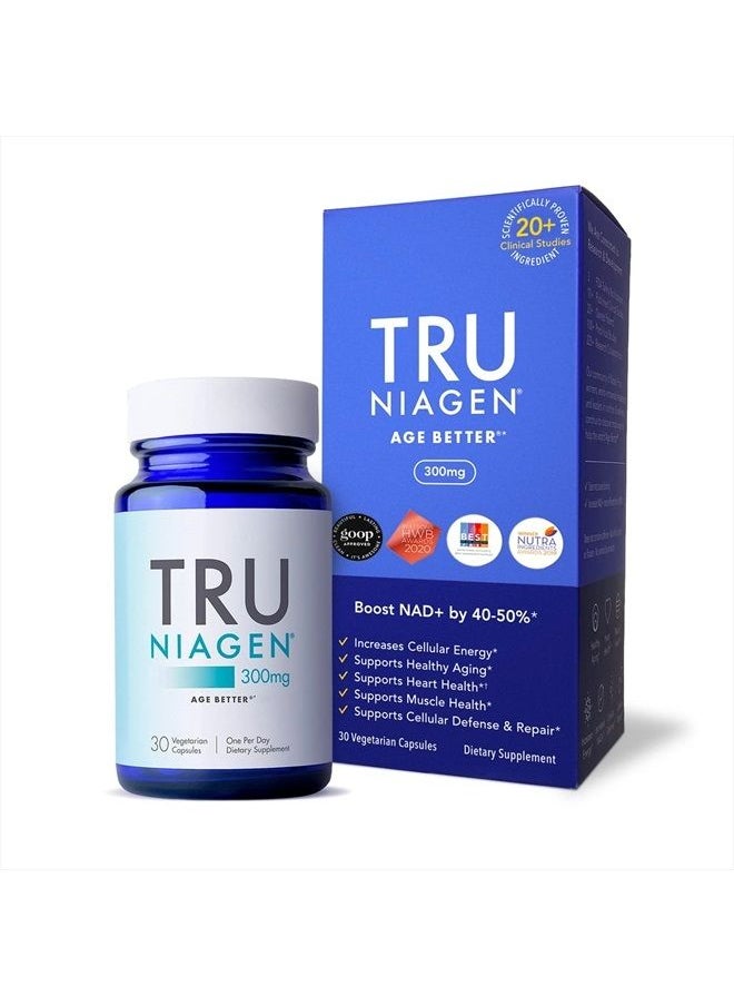 TRU NIAGEN - Patented Nicotinamide Riboside NAD+ Supplement. NR Supports Cellular Energy Metabolism & Repair, Vitality, Healthy Aging of Heart, Brain & Muscle - 30 Servings / 30 Capsules - Image 1