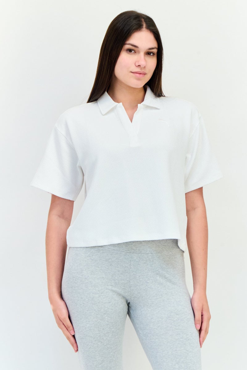 PUMA Women Sportswear Fit Short Sleeve Outdoor Polo Shirt, White - Image 1