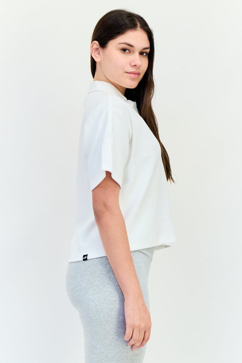 PUMA Women Sportswear Fit Short Sleeve Outdoor Polo Shirt, White - Image 2