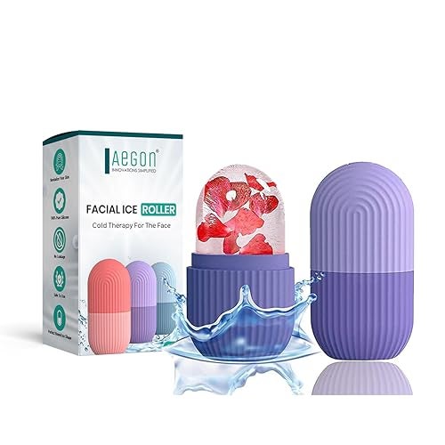 Aegon Ice Roller for Face | Ice Roller for Face Massager | Face Ice Roller for Men & Women | Ice Cube Roller for Glowing Skin & Puffy Eyes | Reusable & Unbreakable (Purple) - Image 1