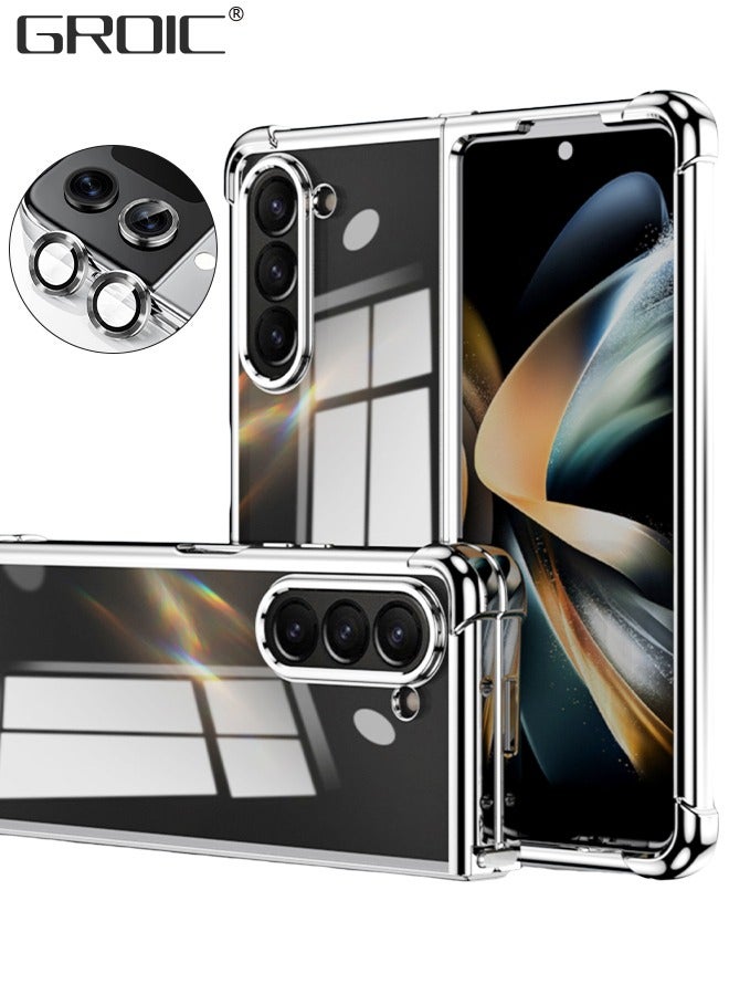 GROIC حافظة هاتف لسامسونج جالكسي زد فولد 5 5G بسمك 7.6 إنش مع حماية عدسة الكاميرا، غلاف واقي مطلي كهربائياً لحماية زوايا الهاتف من السقوط، عالي الوضوح، ومضاد للكسر - Image 1