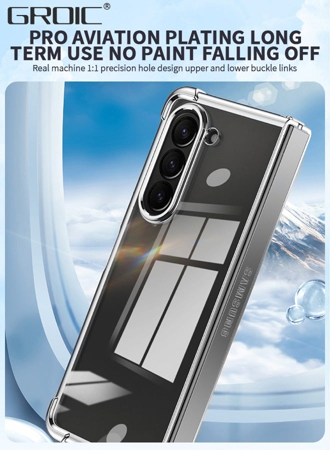 GROIC حافظة هاتف لسامسونج جالكسي زد فولد 5 5G بسمك 7.6 إنش مع حماية عدسة الكاميرا، غلاف واقي مطلي كهربائياً لحماية زوايا الهاتف من السقوط، عالي الوضوح، ومضاد للكسر - Image 4