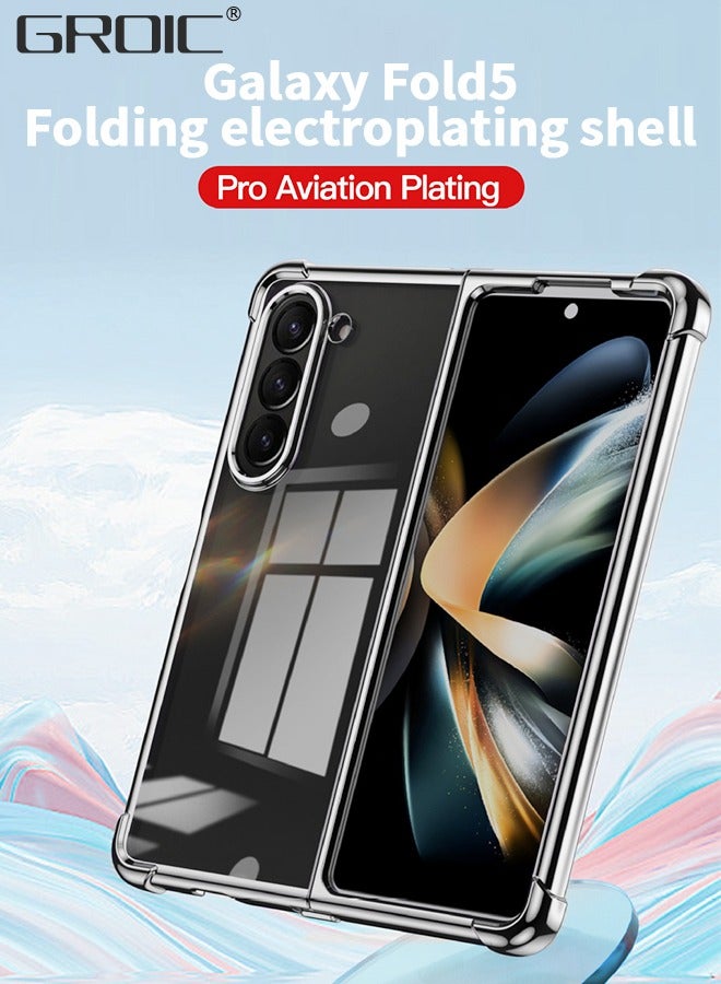 GROIC حافظة هاتف لسامسونج جالكسي زد فولد 5 5G بسمك 7.6 إنش مع حماية عدسة الكاميرا، غلاف واقي مطلي كهربائياً لحماية زوايا الهاتف من السقوط، عالي الوضوح، ومضاد للكسر - Image 2
