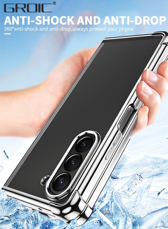 GROIC حافظة هاتف لسامسونج جالكسي زد فولد 5 5G بسمك 7.6 إنش مع حماية عدسة الكاميرا، غلاف واقي مطلي كهربائياً لحماية زوايا الهاتف من السقوط، عالي الوضوح، ومضاد للكسر - Image 5