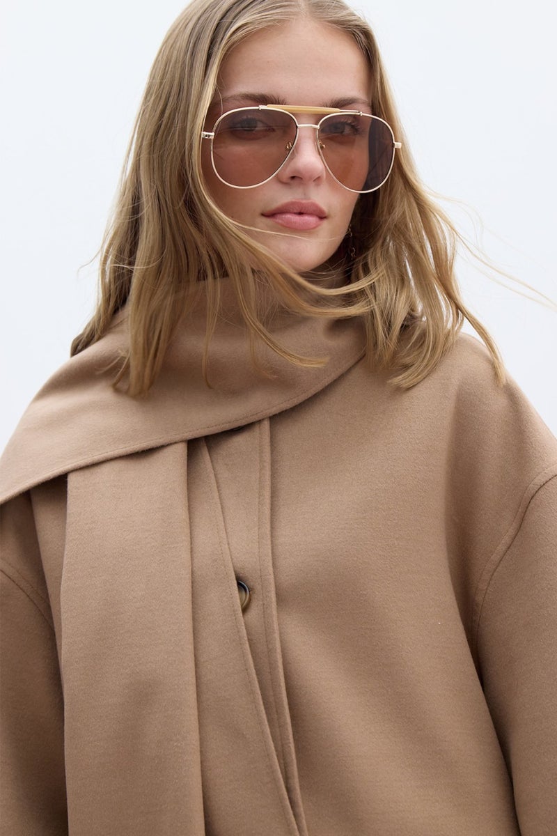 Manuka Shawl Collar Cashmere Coat Camel  - Image 4