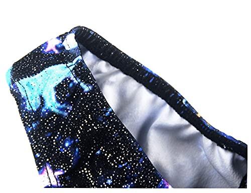TENVDA Gymnastics Leotards for Girls 5-6 Years Old Sparkly Blue Starry Sky Sleeveless Biketard Tumbling Unitard - Image 5
