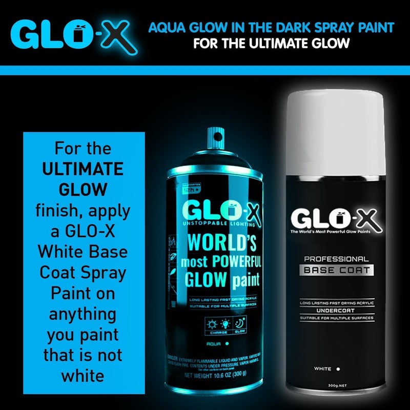 GLO-X Blue Glow In The Dark Spray Paint (10.6 oz) Clear Spray Paint That Glows Neon Blue In The Dark- Light & Sun Activated - Acrylic - Image 4