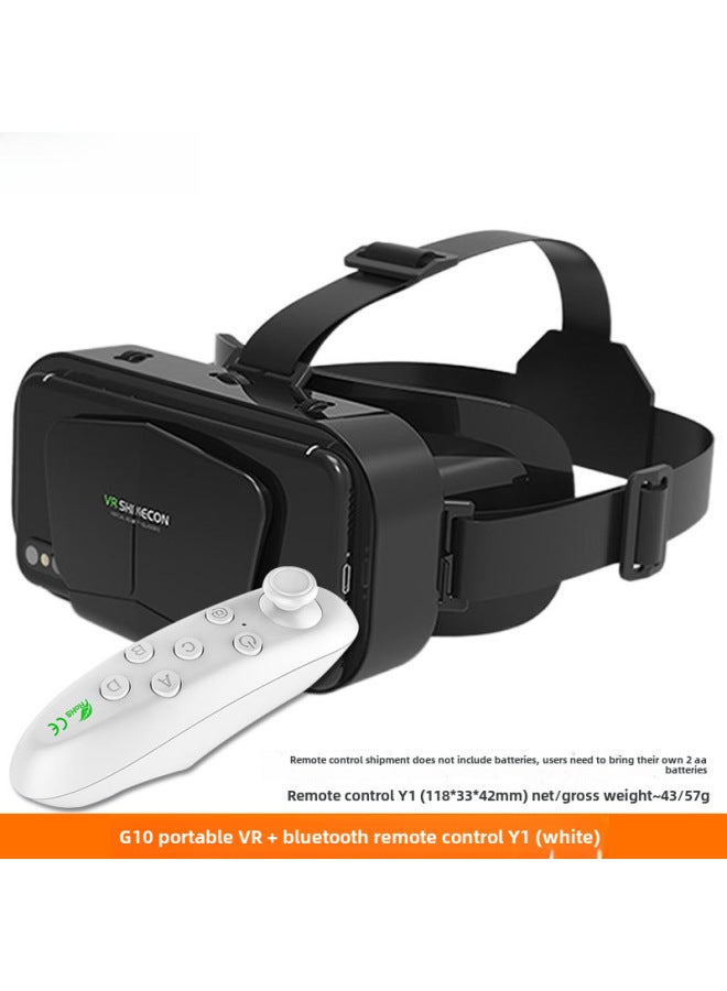3D Virtual Reality Headset G10 Mobile Cinema Gaming Helmet Portable Lightweight VR Glasses For Smartphones Student Adult Elderly-Color:G10 Black (English) Y1 White Remote Control