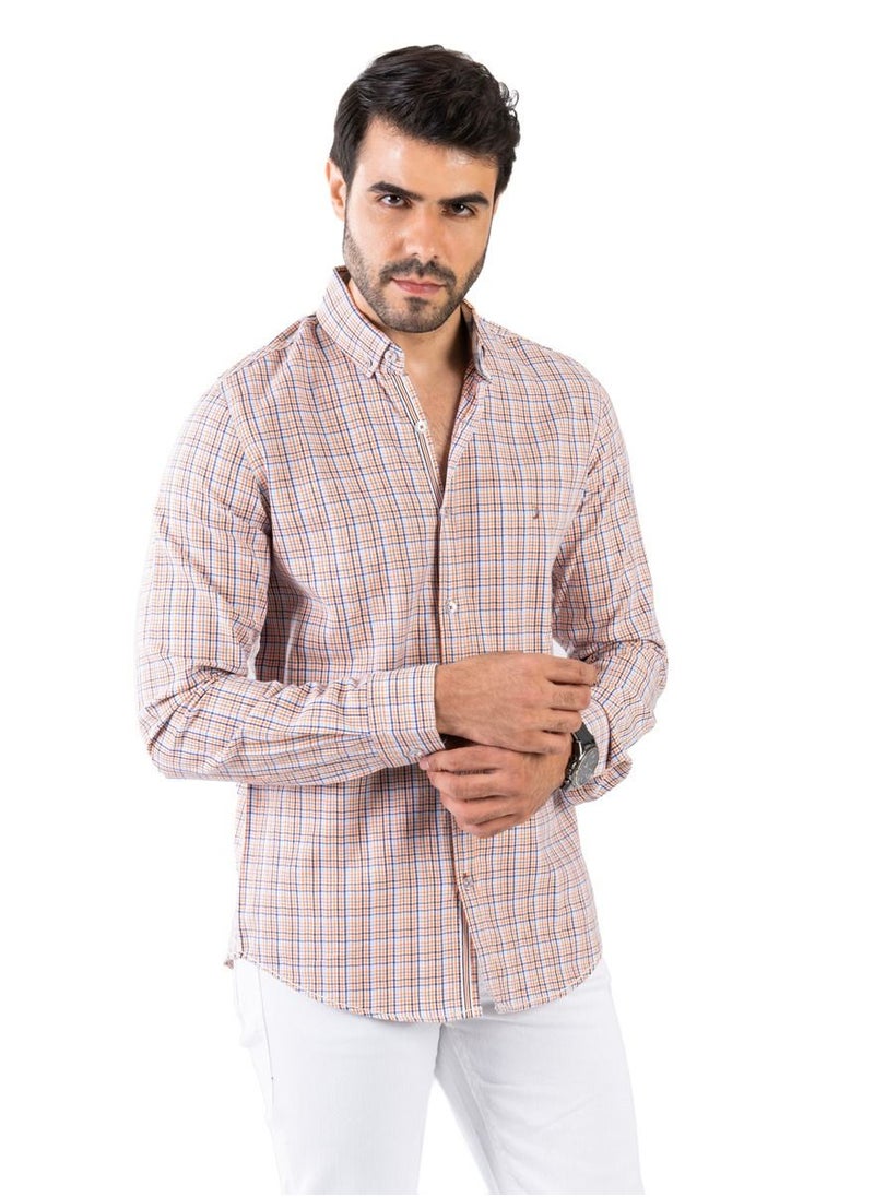 clever - Men's Shirt- cotton - Beige - Multicolor - Image 1