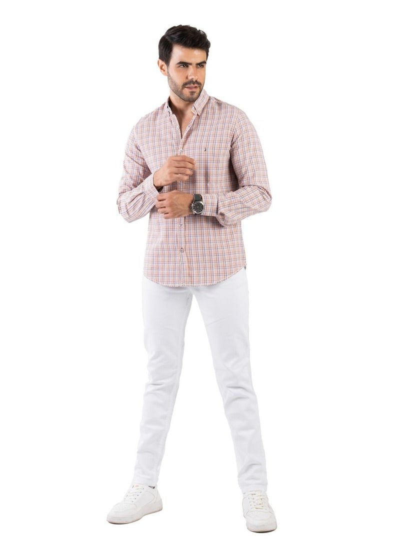clever - Men's Shirt- cotton - Beige - Multicolor - Image 1