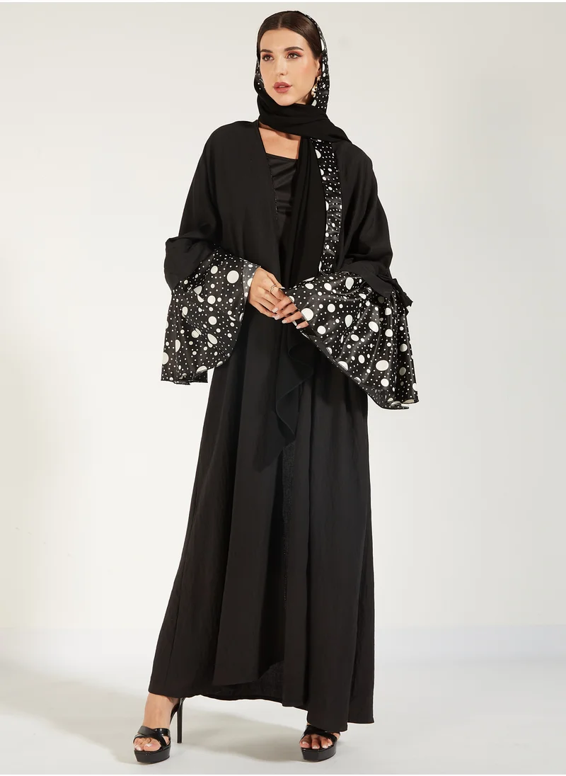 Hadiyath Al Madinah Black Polka Dot Abaya - HM