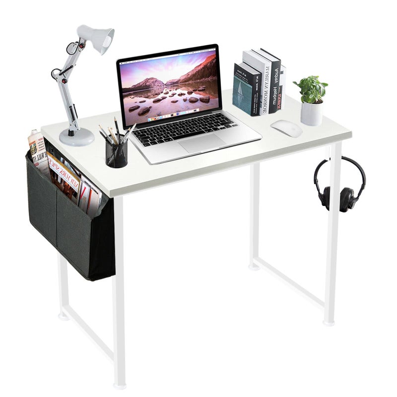 Lufeiya White Small Desk for Bedroom Student Kids Study Writing Table for Home Office Bedroom Small Spaces 32 Inch Modern Mini Laptop PC Computer Desks White