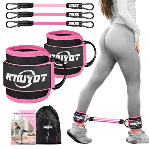 NTIUYOT Ankle Resistance Bands with CuffsWorkout Sets for Women Resistance Bands for Working Out Exercise Band for Leg Booty Home Gym Workout Equipment Ankle Weights Fitness Band Set - Image 1