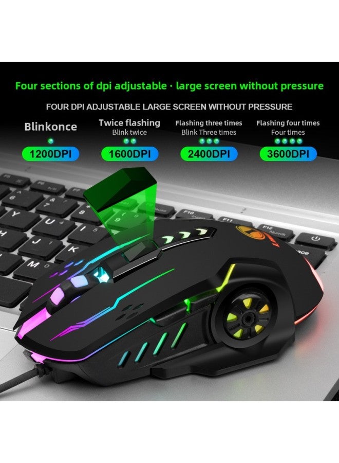 Wired Mouse Home Office Pink Girl Desktop Notebook USB Connect Computer Business E-sports Lol Game Cf-Color:Black 6d Mouse + Pad-Interface:Official Standard - Image 1