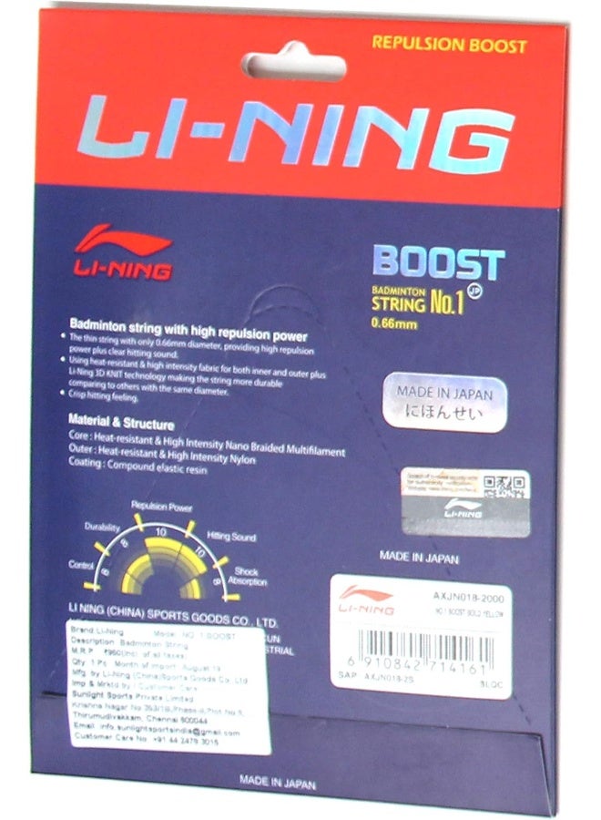 Li-Ning Li-Ning Unisex Adult No.1 Boost Badminton - String, 0.66mm Diameter - Bold Yellow, One Size  - Image 3