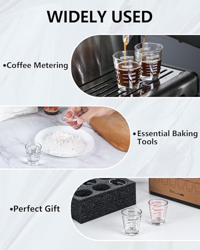 SAIAOKJ Shot Glasses Measuring Cup Set 2PACK Espresso Shot Glasses Liquid Heavy Glass 26-Incremental Measurement 1 OZ, 2 TBS, 6 TSP, 30 ML Kitchen Tools (RED&Black) - Image 4