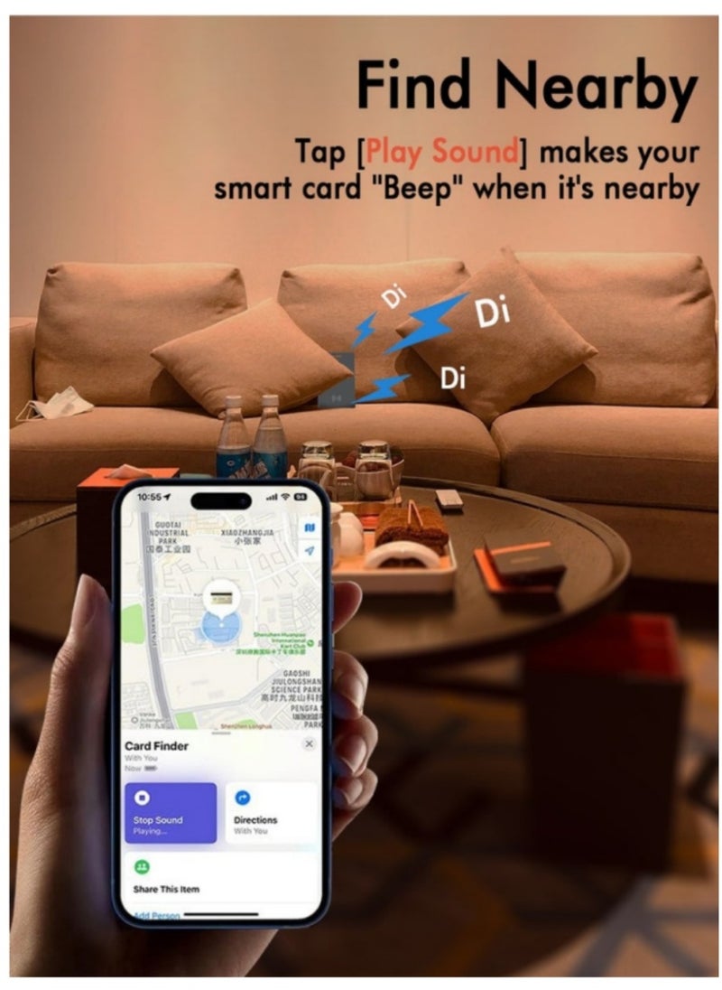 XiaoGiqi Smart Wallet Finder Card, XQOOPS Wireless Charging Wallet Locator. Works with Apple Find My (iOS Only), Item Tracker for Wallet, Luggage Tags, Phone, Passports and More (1Pack-Black)  - Image 4